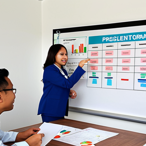 Home 15 **
"A diverse group of Malaysian office workers collaborating around a SMART goals whiteboard. The scene is bright and modern, emphasizing teamwork and clearly defined objectives. Charts showing key performance indicators (KPIs) are visible in the background, along with a banner that reads 'Prestasi Cemerlang, Masa Depan Gemilang' (Excellent Performance, Bright Future). The overall tone is positive and motivational, reflecting effective performance management."
**