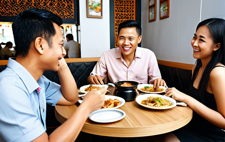**
* **Prompt:** A modern Malaysian restaurant with happy customers. Some are enjoying delicious food, while the staff is actively listening to and noting down customer feedback. The overall atmosphere is welcoming and customer-centric.
**